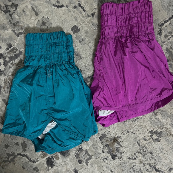 Two Pairs Free People Teal and Magenta Smocked Waist Shorts (L) - Picture 2 of 5
